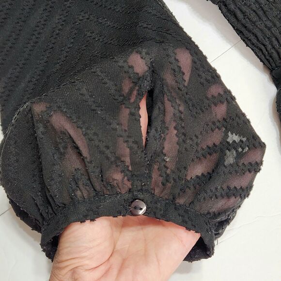 Zara Dress Size Small Ciffon Line Texture Embroidery Zig Zag Light Pilling - Picture 4 of 11